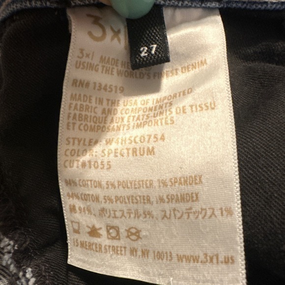 3x1 Spectrum Straight Leg Crop Jeans Size 27 - Picture 7 of 7